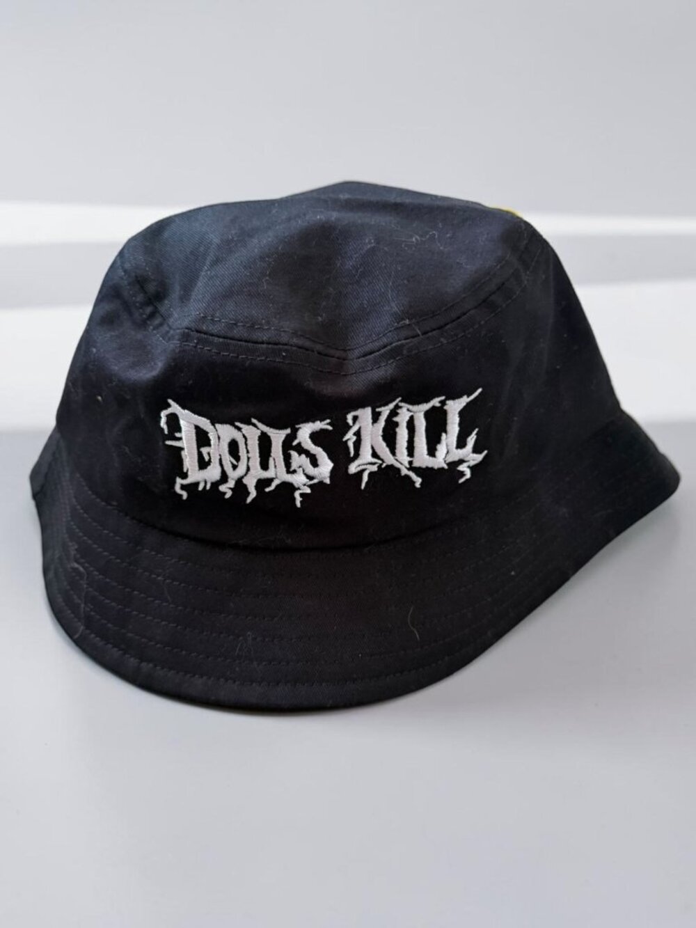 DOLLS KILL Black White Logo Bucket Hat One Size